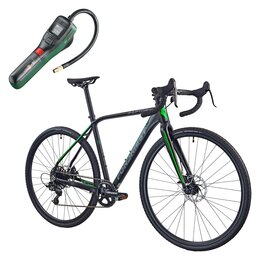 Rower gravel FONDRIEST Raptor 1.0 M23 28 cali (DH510TFA 32H/DH510TFRA 32H) męski Czarno-zielony + Pompka rowerowa BOSCH EasyPump 0603947000