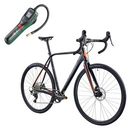 Rower gravel FONDRIEST Raptor 2.0 M22 28 cali męski Czarno-pomarańczowy + Pompka rowerowa BOSCH EasyPump 0603947000