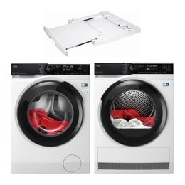 Pralka AEG LFR73944OP + Suszarka AEG TR838A4CP + Łącznik ELECTROLUX E1WYHSK1