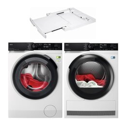 Pralka AEG LFR83966OP 9kg 1600 obr + Suszarka AEG TR838A4CP + Łącznik ELECTROLUX E1WYHSK1
