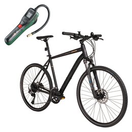Rower crossowy INDIANA X-Cross 5.0 M21 męski Czarny Cues + Pompka rowerowa BOSCH EasyPump 0603947000