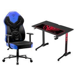 Biurko DIABLO CHAIRS X-MATE 1000 + Fotel DIABLO CHAIRS X-Gamer 2.0 (L) Czarno-niebieski