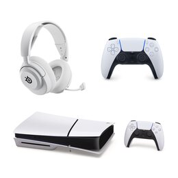 Konsola SONY PlayStation 5 Slim + Kontroler SONY DualSense Biały + Słuchawki STEELSERIES Arctis Nova 5P Wireless, Nauszne, Dźwięk przestrzenny Biały