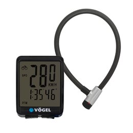 Licznik rowerowy VÖGEL VL2B Podświetlany + Zapięcie VÖGEL VZP-005B Linka