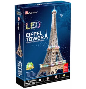 Puzzle 3D CUBIC FUN LED Wieża Eiffla Światło L091H (82 elementy)
