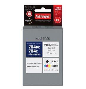 Zestaw tuszów ACTIVEJET do HP 704 CN692AE / 704 CN693AE Czarny 20 ml, Kolorowy 21 ml AH-M704RX