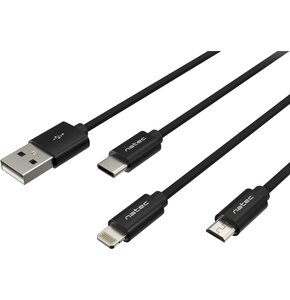 Kabel USB - Micro USB/Lightning/USB Typ-C NATEC EXTREME MEDIA 1 m Czarny
