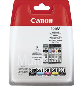 Zestaw tuszów CANON PGI-580 / CLI-581 Czarny 11 ml, Kolorowy 5.6 ml 2078C005