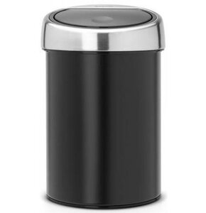 Kosz na śmieci łazienkowy BRABANTIA Touch Bin 364440 uchylny, ciche otwiernie, stal nierdzewna 3L Czarny