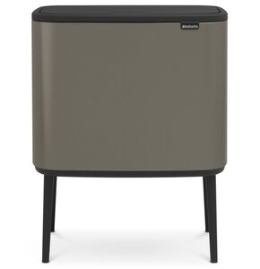 Kosz na śmieci uchylny BRABANTIA 316142 Bo Touch do segregacji, System Soft Touch, dwa wyjmowane wiadra 34L Platynowy