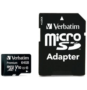 Karta pamięci VERBATIM microSDXC 64GB + Adapter