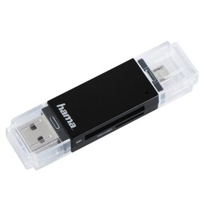 Czytnik Kart HAMA Basic 2w1 microUSB/USB/SD/microSD Czarny