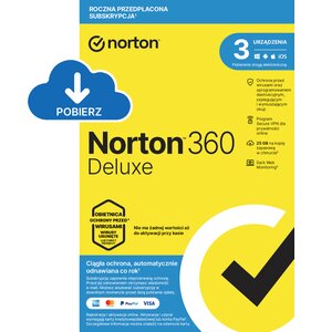 Antywirus NORTON 360 Deluxe 25GB 3 URZĄDZENIA 1 ROK Kod aktywacyjny