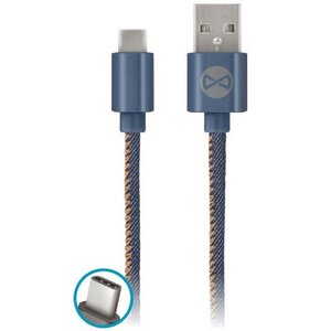 Kabel USB - USB-C FOREVER Jeans 1 m Niebieski