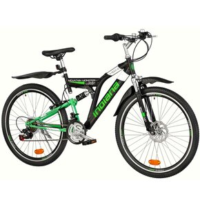 Rower młodzieżowy INDIANA X-Rock 1.6 26 cali dla chłopca Czarno-zielony