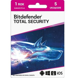 Antywirus BITDEFENDER Total Security 5 URZĄDZEŃ 1 ROK Kod aktywacyjny