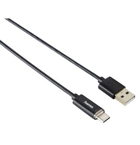 Kabel USB - USB-C HAMA LED 1m Czarny