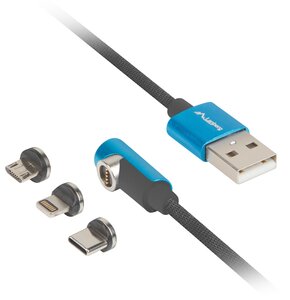 Kabel USB - Micro USB/Lightning/USB Typ-C LANBERG 1 m