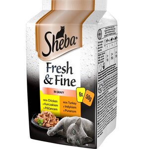 Karma dla kota SHEBA Fresh Fine W Sosie Smaki Drobiowe 6 x 50 g