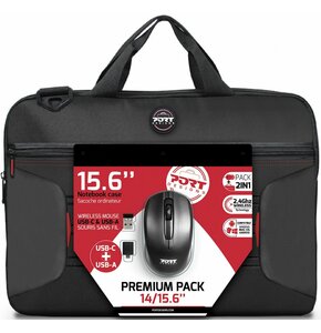 Torba na laptopa PORT DESIGNS Premium Pack 14 - 15.6 cali Czarny + Mysz
