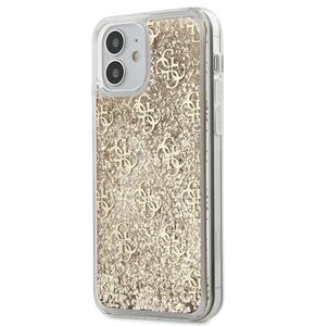 Etui GUESS 4G Liquid Glitter do Apple iPhone 12 mini Złoty