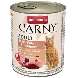 Karma dla kota ANIMONDA Carny Kurczak z indykiem i kaczymi sercami 400 g
