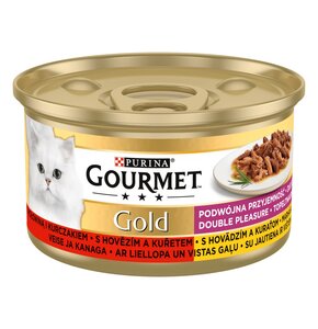 Karma dla kota GOURMET Gold Podwójna przyjemność Wołowina i Kurczak 85 g