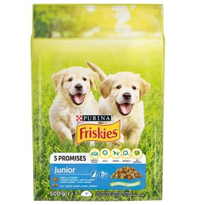 Karma dla psa FRISKIES 5 Promises Junior z kurczakiem i warzywami z mlekiem 500 g