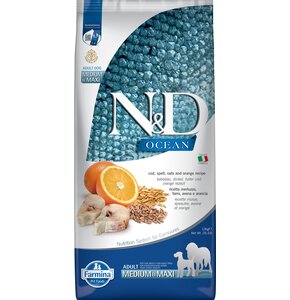 Karma dla psa FARMINA N&D Ocean Adult Medium&Maxi Dorsz z orkiszem z owsem i pomarańczą 12 kg