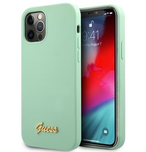 Etui GUESS Metal Logo Script do Apple iPhone 12 Pro Max Zielony