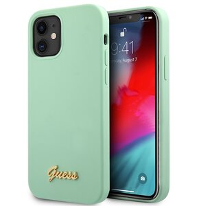 Etui GUESS Metal Logo Script do Apple iPhone 12 Mini Zielony