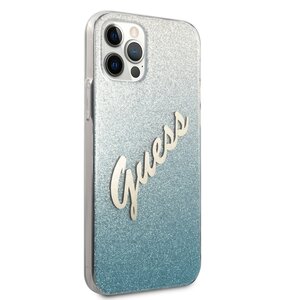 Etui GUESS Glitter Gradient Script do Apple iPhone 12 Pro Max Niebieski