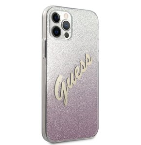 Etui GUESS Glitter Gradient Script do Apple iPhone 12 Pro Max Różowy