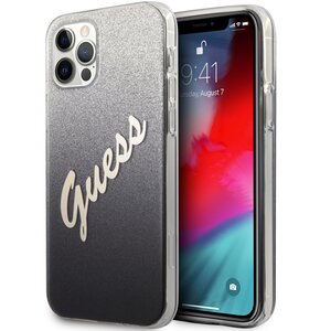 Etui GUESS Glitter Gradient Script do Apple iPhone 12 Pro Czarny