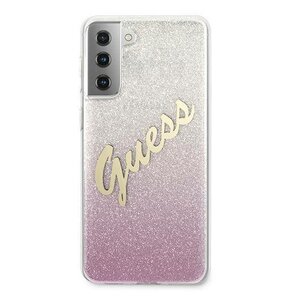 Etui GUESS Glitter Gradient Script do Samsung Galaxy S21+ Różowy