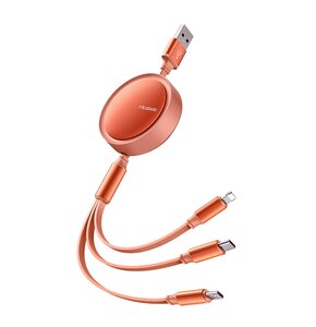 Kabel USB - Lightning + USB-C + Micro USB MCDODO Retractable 3w1 1.2 m Pomarańczowy