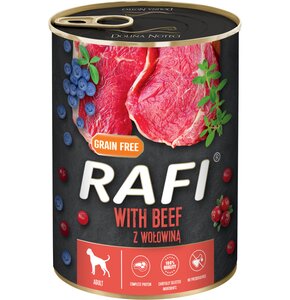 Karma dla psa RAFI Wołowina z borówką i żurawiną 400 g