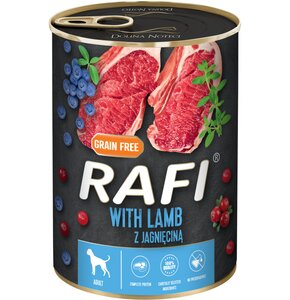Karma dla psa RAFI z jagnięciną, borówką i żurawiną 400 g