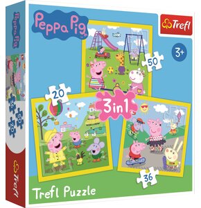 Puzzle TREFL Świnka Peppa Wesoły dzień Peppy 3w1 34849 (106 elementów)