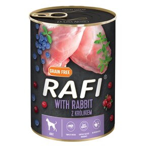 Karma dla psa RAFI Królik z borówką i żurawiną 400 g