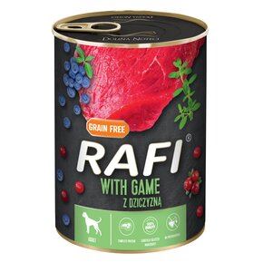 Karma dla psa RAFI z dziczyzną, borówką i żurawiną 400 g