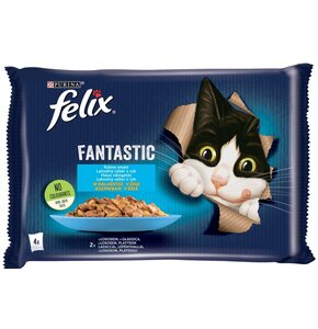 Karma dla kota FELIX Fantastic Łosoś i Gładzica (4 x 85 g)