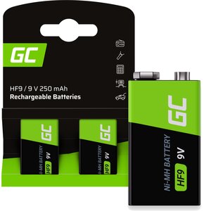 Akumulatorki 6HR61 9V 250 mAh GREEN CELL (2 szt.)