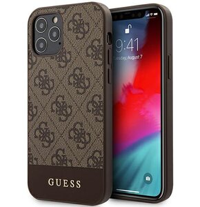 Etui GUESS 4G Stripe Collection do Apple iPhone 12/12 Pro Brązowy