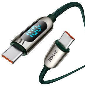 Kabel USB-C - USB-C BASEUS CATSK-B06 z wyświetlaczem LCD 100W 1 m Zielony