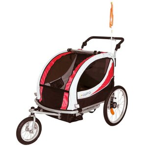 Przyczepka rowerowa GUTO Deluxe 3w1 Czarno-czerwono-biały