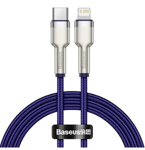 Kabel USB-C - Lightning BASEUS Cafule Metal 1 m Fioletowy