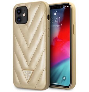 Etui GUESS V-Quilted Collection do Apple iPhone 12 Mini Złoty