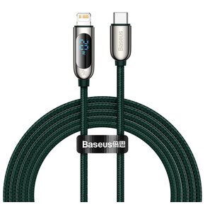 Kabel USB-C - Lightning BASEUS CATLSK-A06 z wyświetlaczem LCD 20W 2 m Zielony