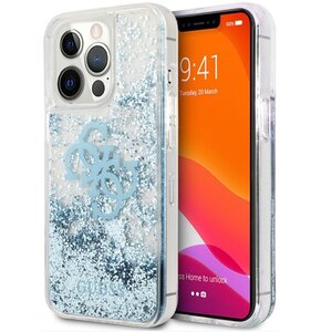 Etui GUESS 4G Big Liquid Glitter do Apple iPhone 13 Pro Niebieski